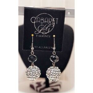 Earrings 'Snowball Glitz' Silver Color With Silver Bead NWT Hypoallergenic